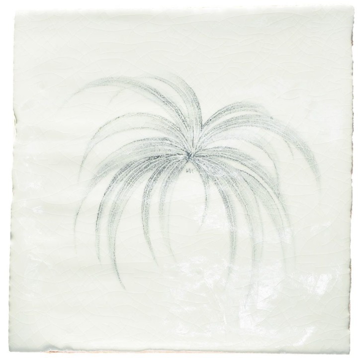 Cut out of a hand painted spider plant square tile in a charcoal etching style