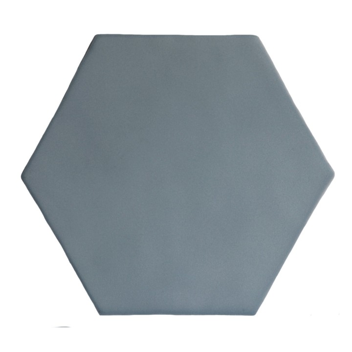 Cut out of a cool grey matt hexagon tile