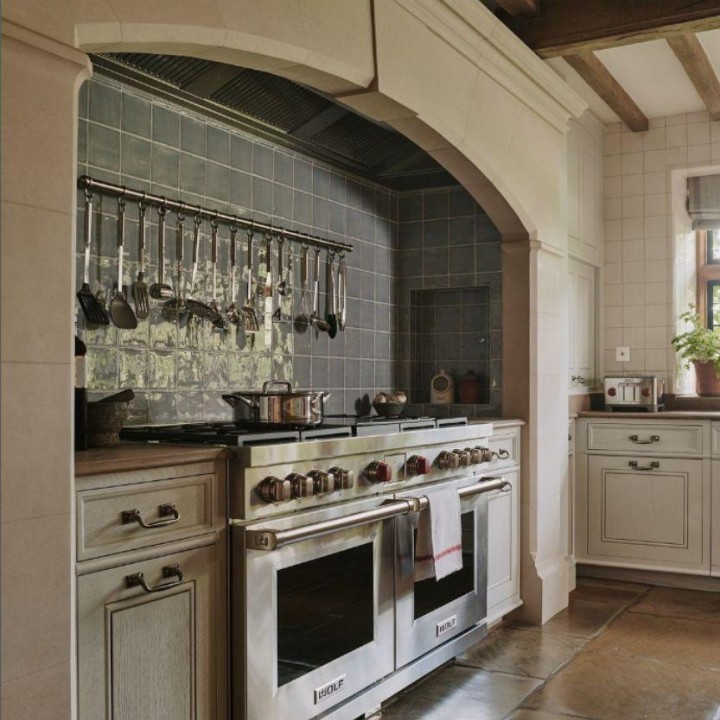 Savernake Silverless Street square wall tiles in a country kitchen designed by Artichoke