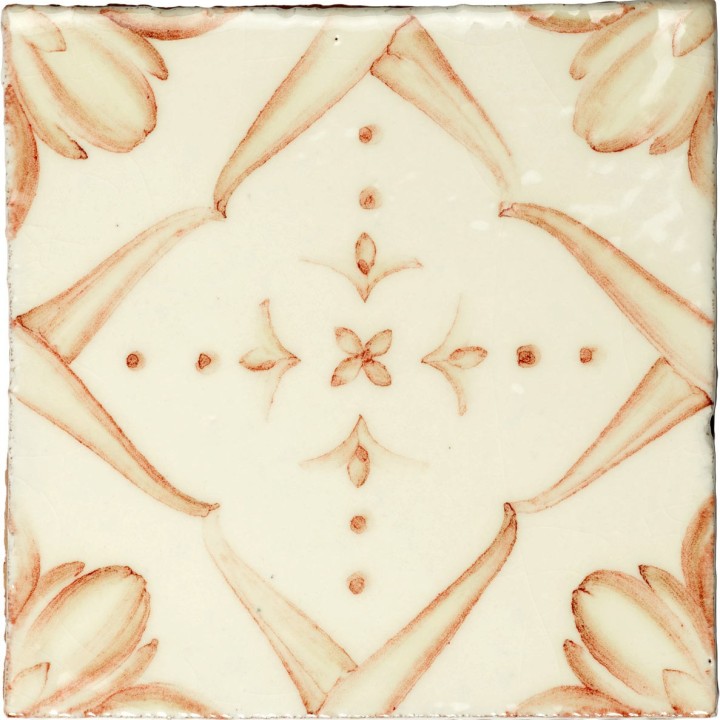 Ana hand painted patterned tile in Burnt Orange