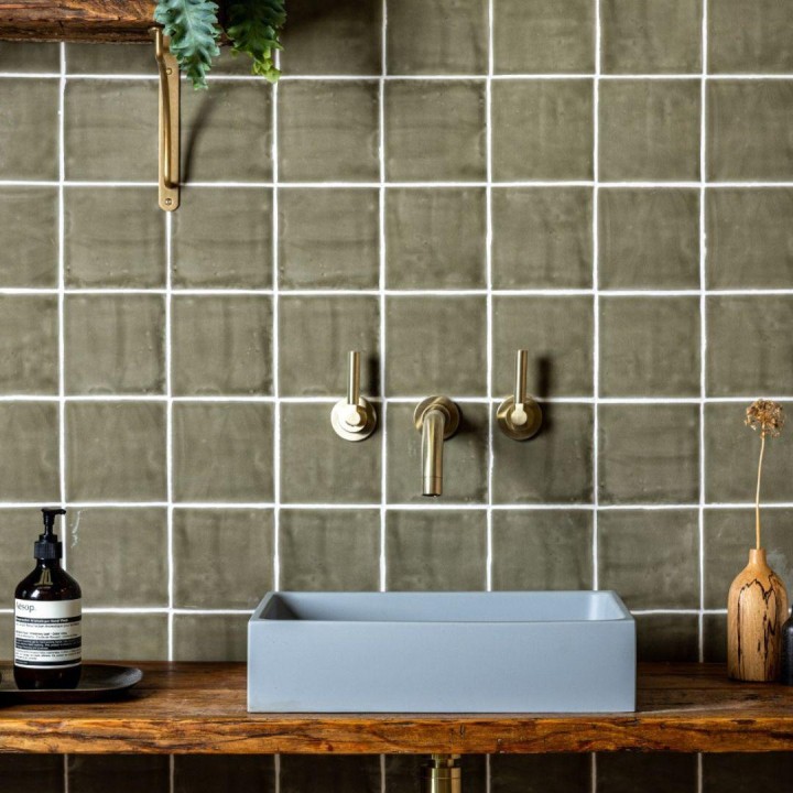 Bloomsbury Parlour Green square bathroom sink