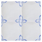 Floral corner motif on Contemporary Classics Chalk White in Rosalind blue