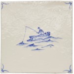 Cornish Delft Fisherman Antique White 11x11 rustic