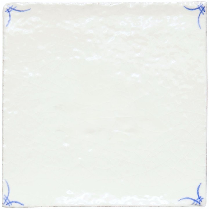 Cornish Delft Corner Tile in Chalk White