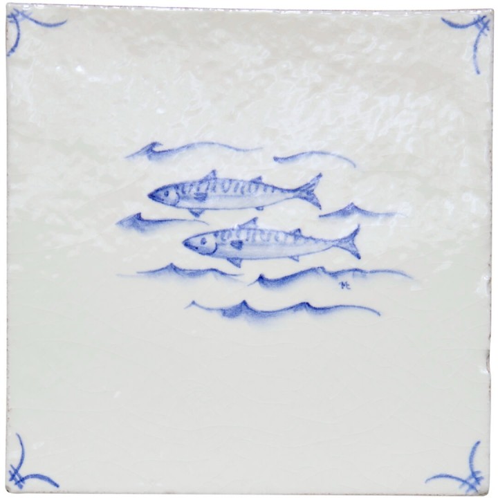 Cornish Delft Mackerel Chalk White 11x11 rustic