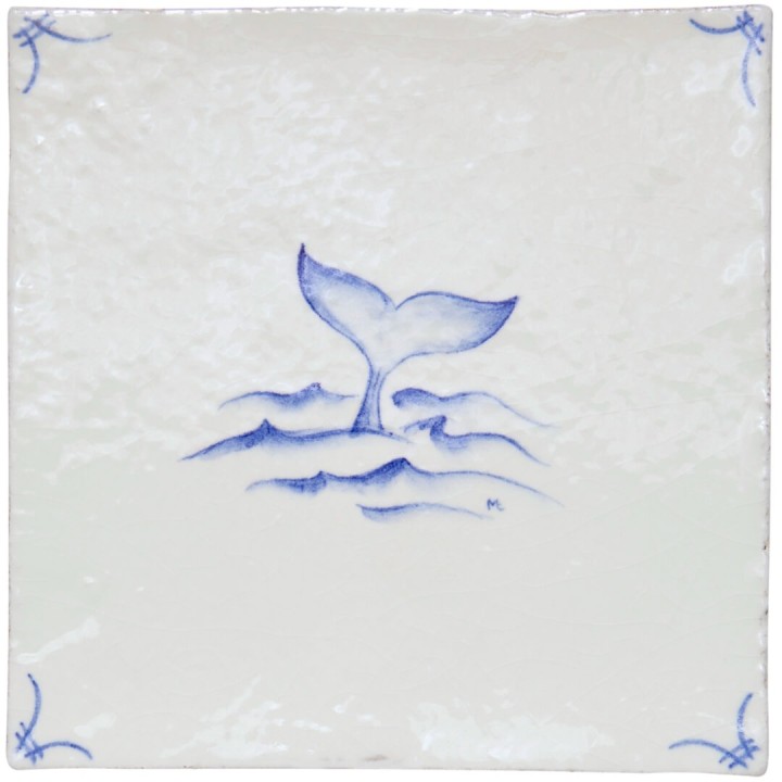 Cornish Delft Whale Chalk White 11x11 rustic