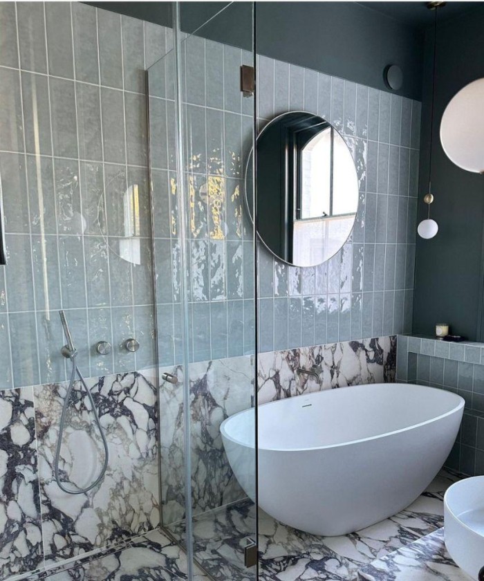 Bespoke tiles in the bathroom of Tara Jenkins
