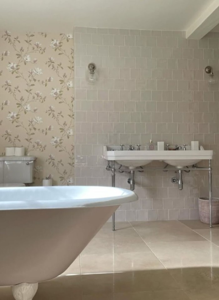 Contemporary Classics Moth Grey square wall tiles as a feature wall in this bathroom by Max Lund