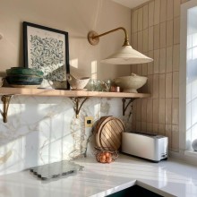 Isles Uist skinny metro handmade wall tiles in kitchen of Christabel Biella