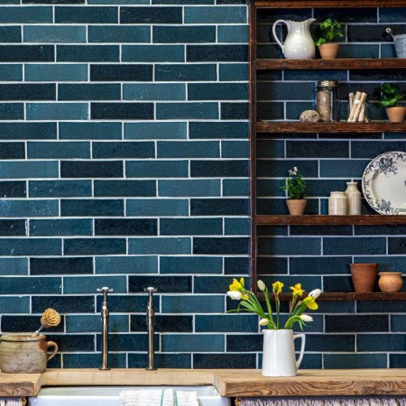 Isles Argyll 7x21cm Skinny metro wall tiles on pantry wall