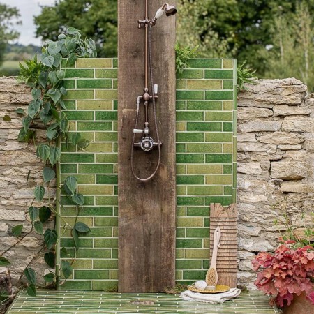 Isles Skye 6x21 skinny metro brick tile in outdoor shower