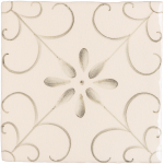 Hand painted, patterned Patisserie Colette wall tile in Charcoal on an Antique White background