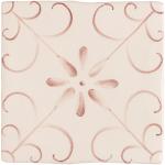 Hand painted, patterned Patisserie Colette wall tile in Earthy Rose on an Antique White background