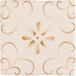 Hand painted, patterned Patisserie Colette wall tile in Warm Umber on an Antique White background