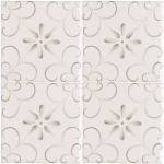 Group of four handpainted, patterned Patisserie Colette wall tiles in Charcoal on a Chalk White background