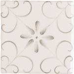 Handpainted, patterned Patisserie Colette wall tile in Sage Green on a Chalk White background