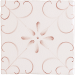 Handpainted patterned pink Patisserie Colette in Warm Umber on a Chalk White background wall tile