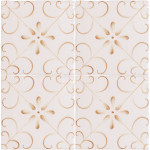 A group of four handpainted patterned tiles from collection Patisserie Colette in Warm Umber on a Chalk White background
