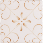 Handpainted Patisserie Colette in Warm Umber on a Chalk White background tile