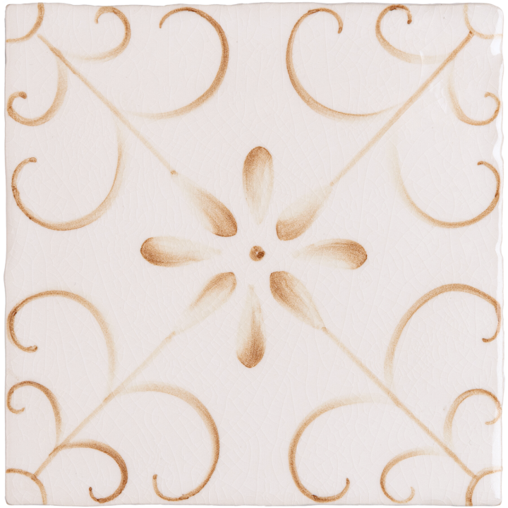 Handpainted Patisserie Colette in Warm Umber on a Chalk White background tile