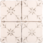 Patisserie Elodie handpainted patterned wall tiles in Charcoal on an Antique White background