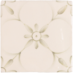Patisserie Elodie handpainted wall tile in Sage Green on an Antique White background