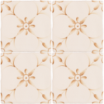 Patisserie Elodie handpainted patterned wall tiles in Warm Umber on an Antique White background