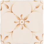 Patisserie Elodie patterned hand painted wall tile in Warm Umber on an Antique White background
