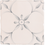 Patisserie Elodie hand painted wall tile in Grey Blue on a Chalk White background