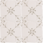 Patisserie Elodie handpainted patterned wall tiles in Charcoal on a Chalk White background