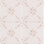 Patisserie Elodie handpainted patterned wall tiles in Earthy Rose on a Chalk White background