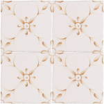 Patisserie Elodie hand painted patterned wall tiles in Warm Umber on a Chalk White background