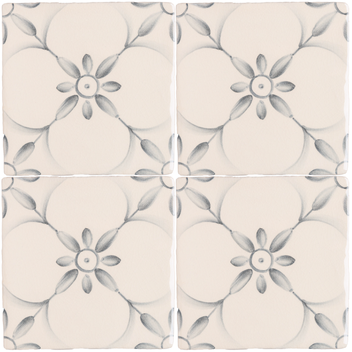 Patisserie Elodie wall tiles in Grey Blue on an Antique White background