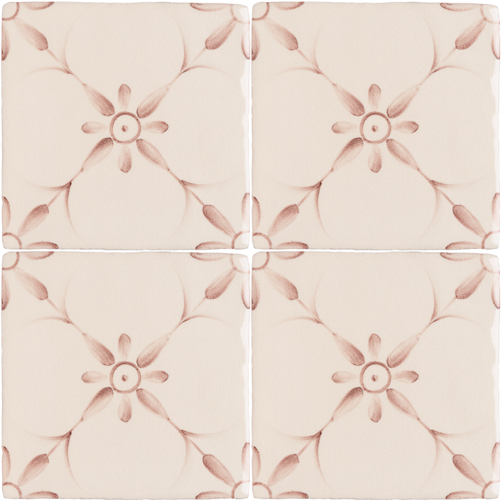 Patisserie Elodie wall tiles in Earthy Rose on an Antique White background