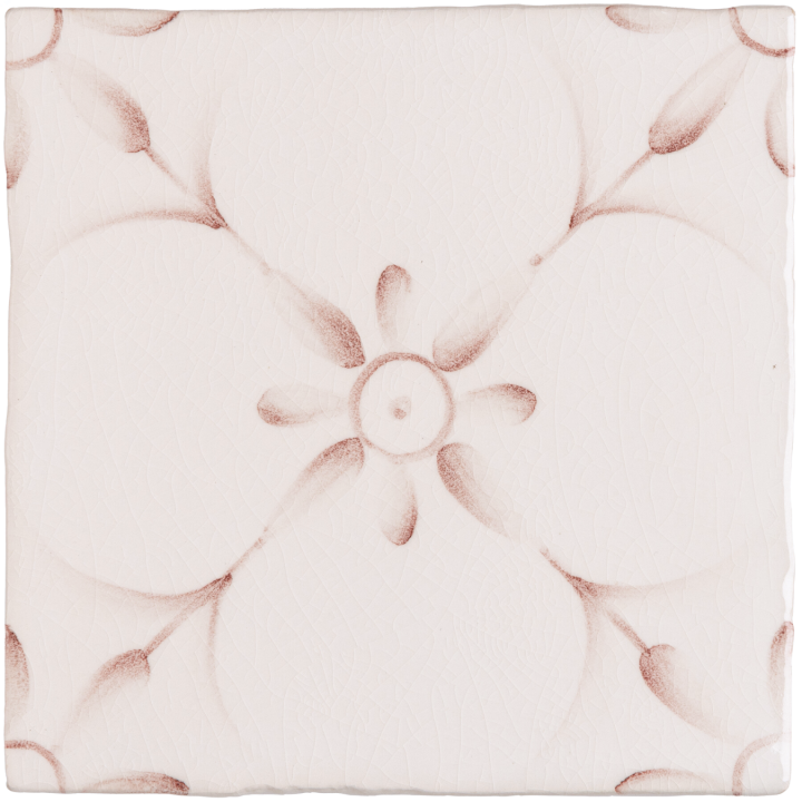 Patisserie Elodie handpainted pattern wall tile in Earthy Rose on a Chalk White background