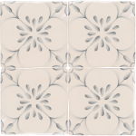 Patisserie Madeleine hand painted wall tiles in Grey Blue on an Antique White background