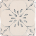 Patisserie Madeleine hand painted wall tile in Grey Blue on an Antique White background