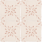 Patisserie Madeleine hand painted patterned wall tiles in Earthy Rose on an Antique White background