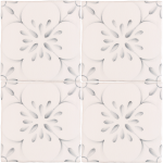 Patisserie Madeleine hand painted wall tiles in Grey Blue on a Chalk White background