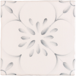 Patisserie Madeleine hand painted wall tile in Grey Blue on a Chalk White background