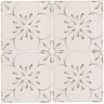 Patisserie Madeleine hand painted wall tiles in Charcoal on a Chalk White background