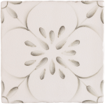 Patisserie Madeleine hand painted wall tile in Charcoal on a Chalk White background