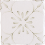 Patisserie Madeleine hand painted wall tile in Sage Green on a Chalk White background