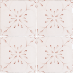 Patisserie Madeleine hand painted wall tiles in Earthy Rose on a Chalk White background