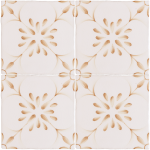 Patisserie Madeleine hand painted patterned wall tiles in Warm Umber on a Chalk White background