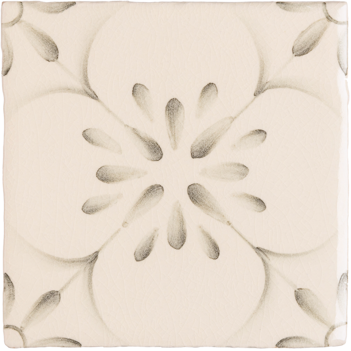 Patisserie Madeleine handpainted pattern wall tile in Charcoal on an Antique White background