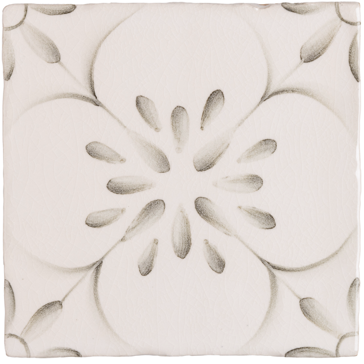 Patisserie Madeleine hand painted wall tile in Charcoal on a Chalk White background