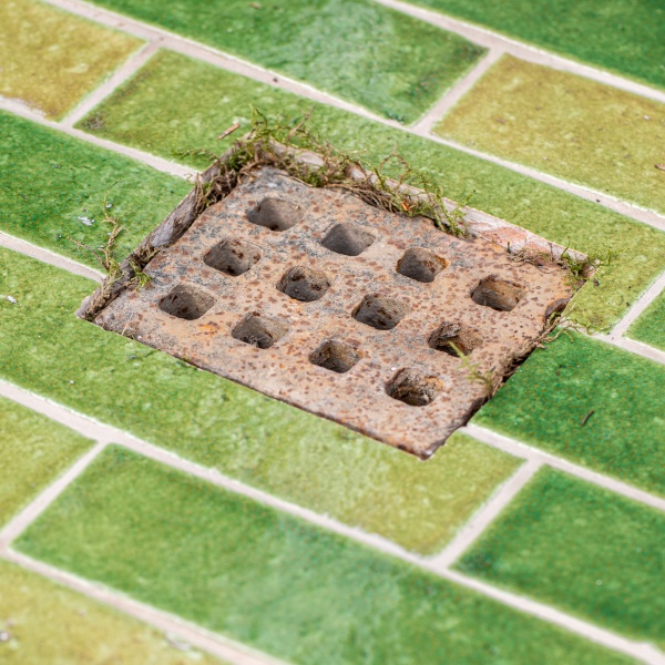 Isles skye skinny metro brick shower portrait detail shot drain
