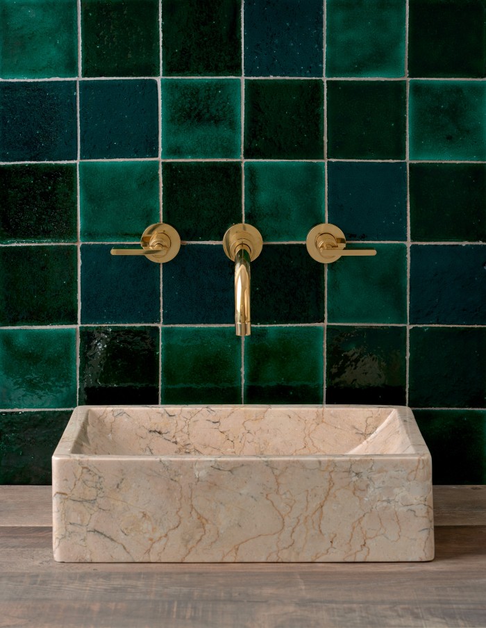 Kensington Jade, Victorian Green and Juniper square wall tiles