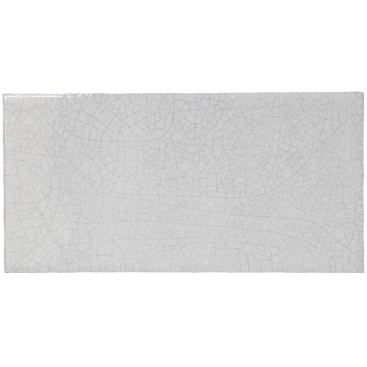 Small white brick tile cut out with a grey crackle finish